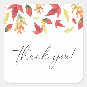 Herfst baby shower Dank je wel met vallende blader Vierkante Sticker