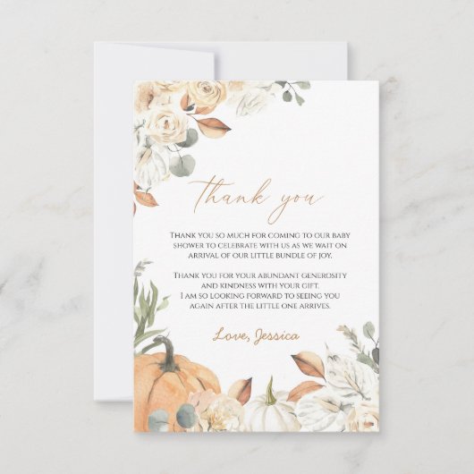 Herfst Baby shower Dank u Behuizing kaart (Voorkant)