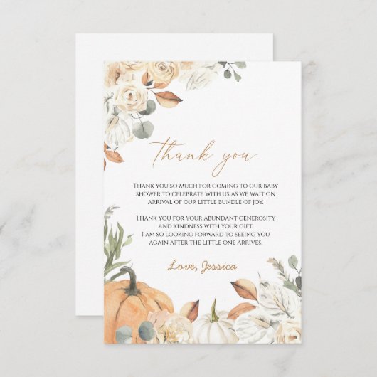 Herfst Baby shower Dank u Behuizing kaart (Voorkant / Achterkant)