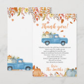 Herfst Baby shower Dank u wel kaarten voor een Boy (Voorkant / Achterkant)