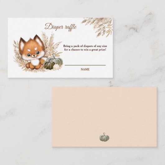 Herfst Baby shower Diaper Raffle Kaart (Voorkant / Achterkant)