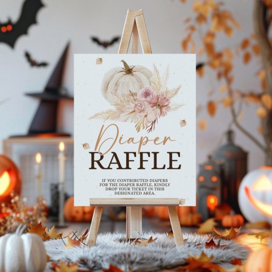 Herfst Baby shower Diaper Raffle Sign Poster