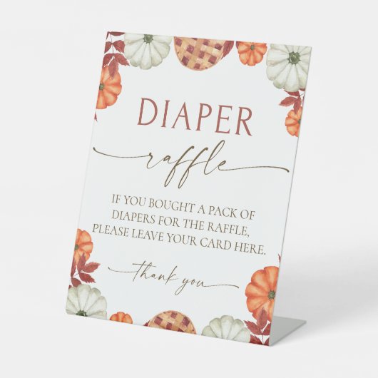 Herfst Baby shower Diaper Raffle Sign Reclamebord Met Voetstuk (Voorkant)