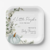 Herfst Baby shower een beetje pompoen blauw Papieren Bordje (Voorkant)