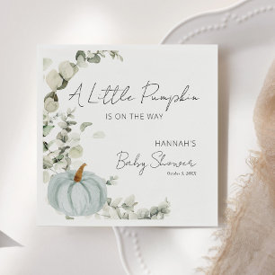Herfst Baby shower een beetje pompoen blauw Servet
