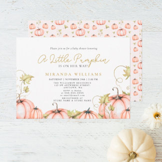 Herfst baby shower Een beetje pompoen Kaart