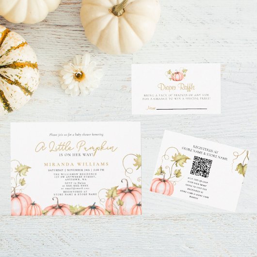 Herfst baby shower Een beetje pompoen Kaart