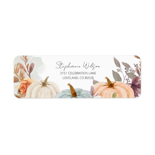 Herfst Baby shower Een klein pompoeningadres Etiket (Voorkant)