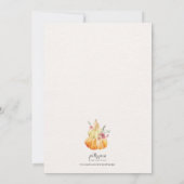 Herfst Baby shower Een kleine pompoen is onderweg Kaart (Achterkant)