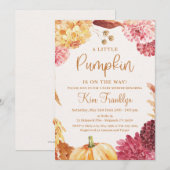 Herfst Baby shower Een kleine pompoen is onderweg Kaart (Voorkant / Achterkant)