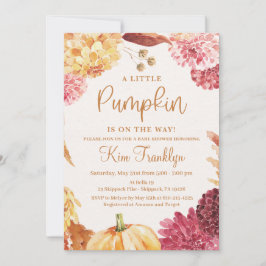 Herfst Baby shower Een kleine pompoen is onderweg Kaart