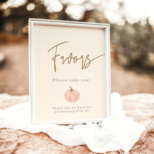 Herfst Baby shower Favors Sign, Pumpkin Favors Sig Poster