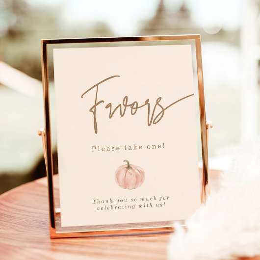 Herfst Baby shower Favors Sign, Pumpkin Favors Sig Poster