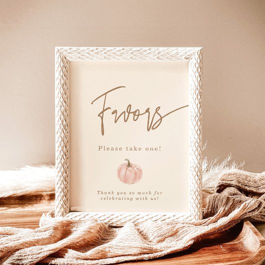 Herfst Baby shower Favors Sign, Pumpkin Favors Sig Poster