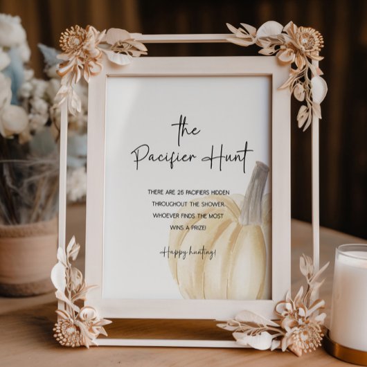 Herfst Baby shower Game Poster Pacifier Hunt