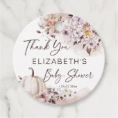 Herfst baby shower gebladerte pompoen dank u bedankjes labels (Voorkant)