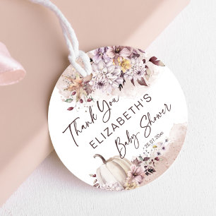 Herfst baby shower gebladerte pompoen dank u bedankjes labels