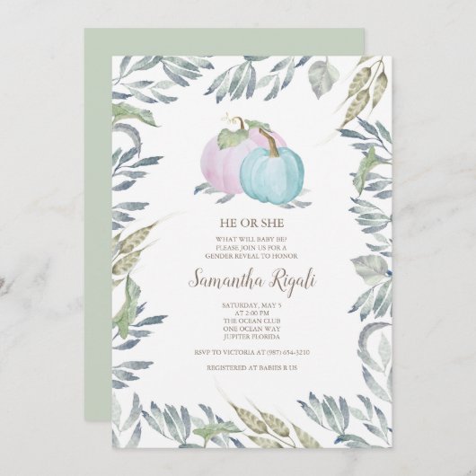 Herfst Baby shower Gender onthulling pomkin Kaart (Voorkant / Achterkant)