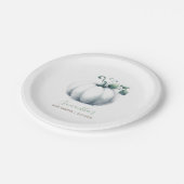 Herfst Baby shower Geslacht Neutrale Pompoen Papieren Bordje (Gekanteld)