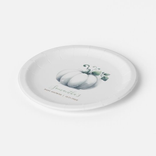 Herfst Baby shower Geslacht Neutrale Pompoen Papieren Bordje (Gekanteld)