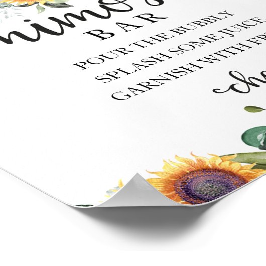 Herfst Baby shower Greenery Mimosa Bar Sign Poster (Hoek)