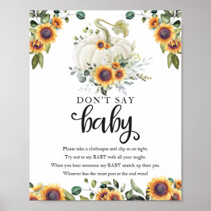 Herfst Baby shower Greenery Zeg niet Baby Sign Poster