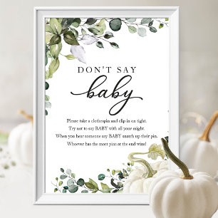 Herfst Baby shower Greenery Zeg niet Baby Sign Poster