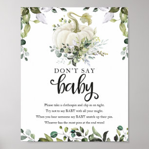 Herfst Baby shower Greenery Zeg niet Baby Sign Poster