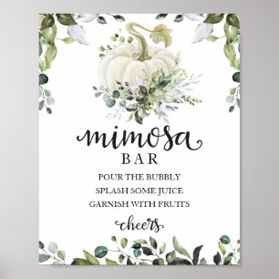 Herfst Baby Shower Groene Mimosa Bar Bord Poster