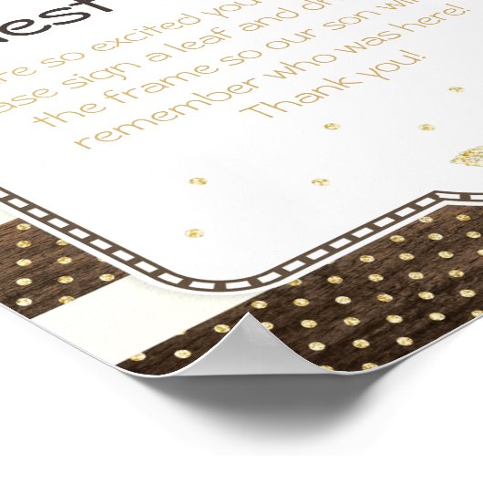 Herfst Baby shower Guest Book Sign, pompoen op hou Poster (Hoek)