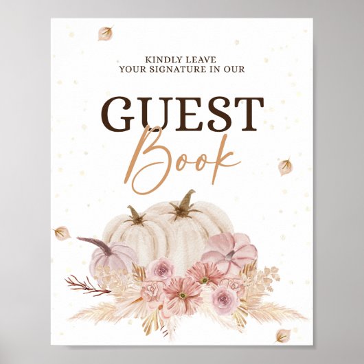 Herfst Baby shower Guest Book Sign Poster (Voorkant)