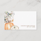 Herfst Baby shower herfst pompoen boeken voor Baby Informatiekaartje (Achterkant)