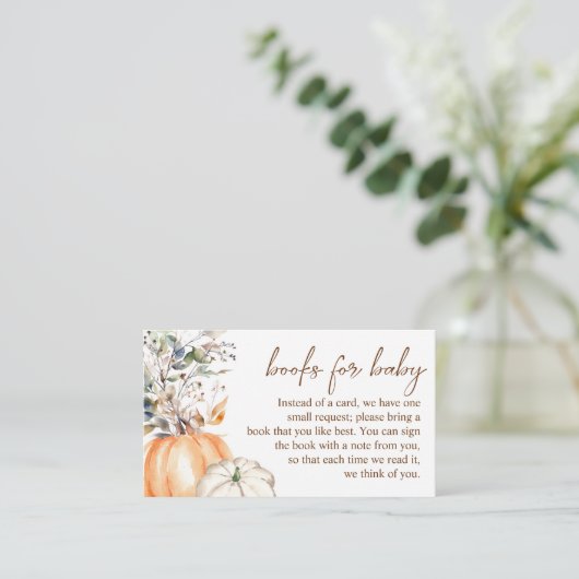 Herfst Baby shower herfst pompoen boeken voor Baby Informatiekaartje (Staand voorkant)