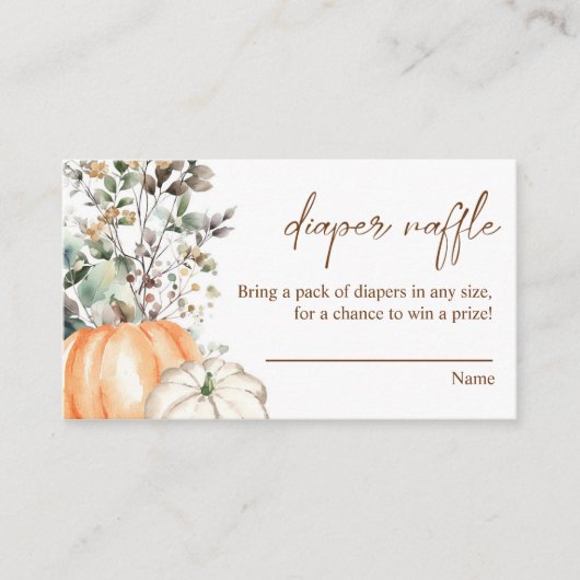 Herfst Baby shower Herfst Pompoen Luier Raffle Informatiekaartje (Voorkant)