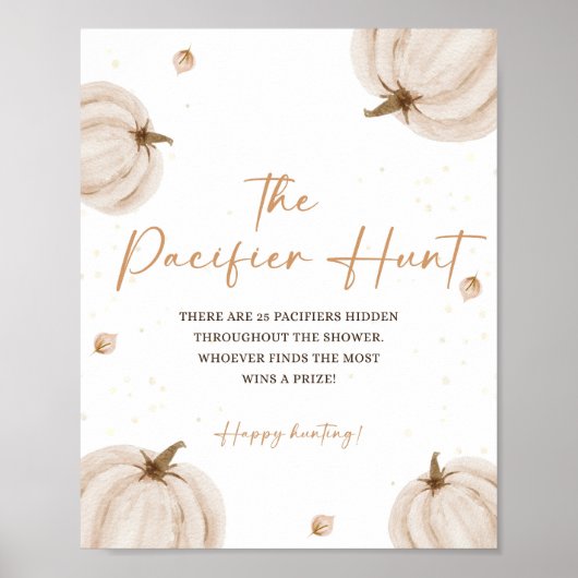 Herfst Baby shower Het Pacifier Hunt Teken Poster (Voorkant)