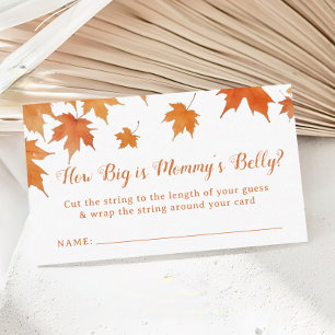 Herfst Baby shower Hoe groot is haar buikspel Informatiekaartje