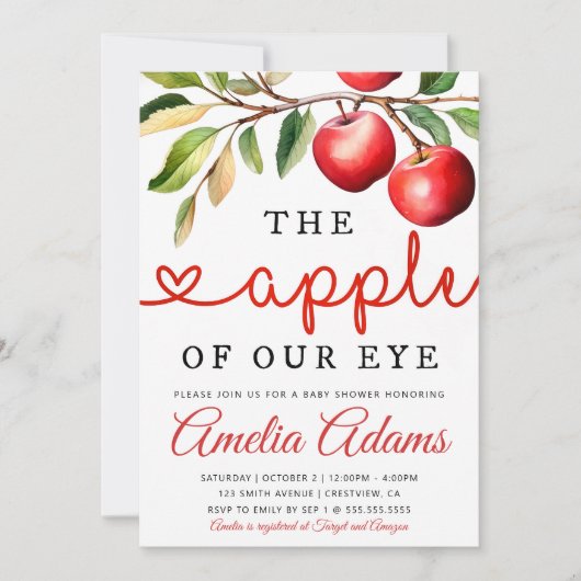 Herfst Baby shower Invitation, Appel van onze Oog  Kaart (Voorkant)