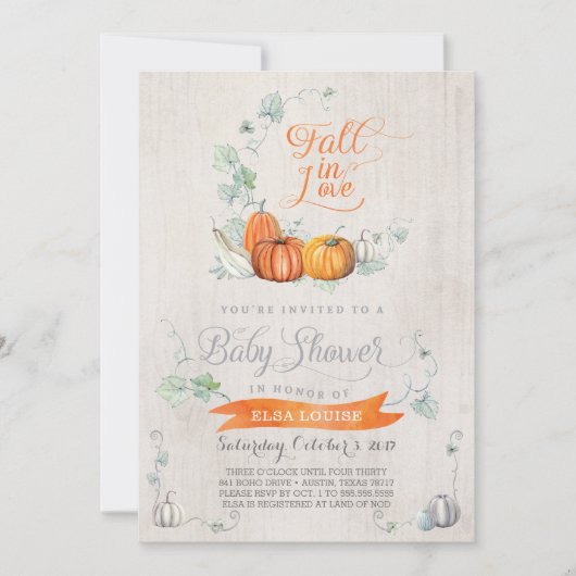 Herfst Baby Shower Invitations - Autumn Pumpkins Kaart (Voorkant)