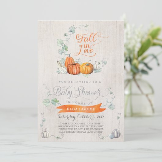 Herfst Baby Shower Invitations - Autumn Pumpkins Kaart (Staand voorkant)