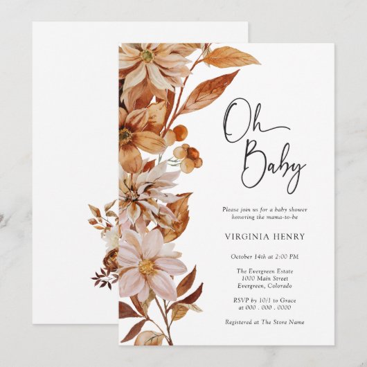 Herfst Baby shower Kaart (Voorkant / Achterkant)