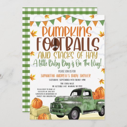 Herfst Baby shower Kaart (Voorkant / Achterkant)