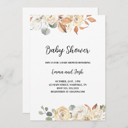 Herfst Baby shower Kaart (Voorkant / Achterkant)