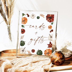 Herfst Baby Shower Kaarten en Cadeaus Bord, Pompoe Poster