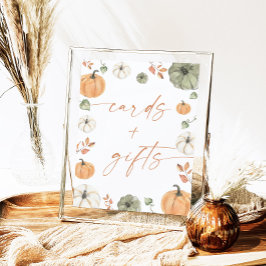 Herfst Baby Shower Kaarten en Cadeaus Bord, Pompoe Poster