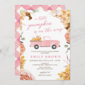 Herfst Baby shower Kleine Pompoen Nodig Sjabloon u Kaart (Voorkant / Achterkant)