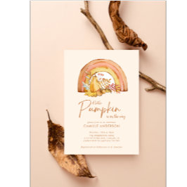 Herfst Baby shower Kleine pompoen Waterverf Kaart