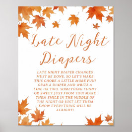 Herfst Baby Shower Laat in de Nacht Luierfeestje S Poster
