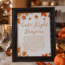 Herfst Baby Shower Late Night Luier Feestspel Poster