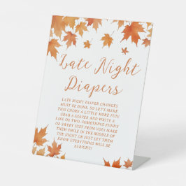 Herfst Baby Shower Late Night Luier Feestspel Reclamebord Met Voetstuk