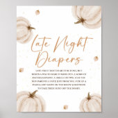 Herfst Baby shower Late Night Luiers Teken Poster (Voorkant)